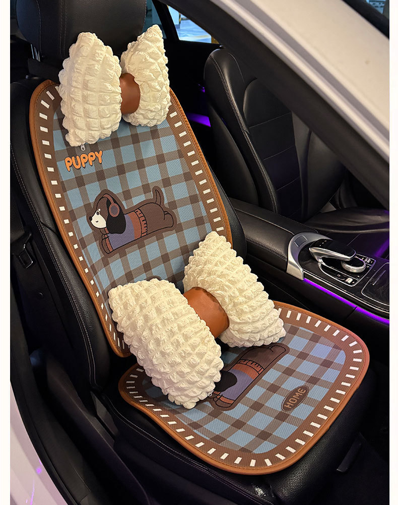 Car Cushion Four Seasons Universal Women's Seat Cushion Summer Breathable Cute Seat Cover High-end Half-bag New Seat Cover