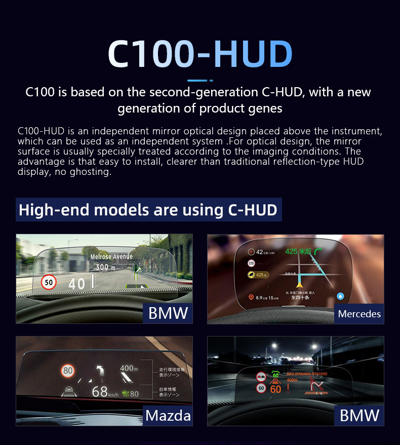 Car Head-Up Display Hd Multi-Function Vehicle-Mounted Hud Speedometer Projector Obd2 Head-Up Display