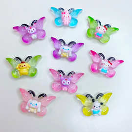 亮面夜光蝴蝶小鸥树脂配件手工diy奶油胶手机壳鞋扣头饰 水杯材料