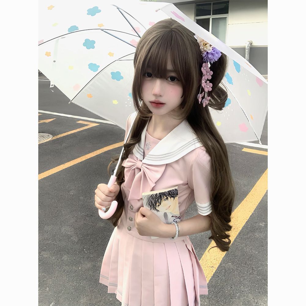 Jk Matcha White Sailor Suit Japanese Style Sailor Suit Women's Middle Suit Short-Sleeved Jk Uniform Sweet Preppy Style Sailor Suit