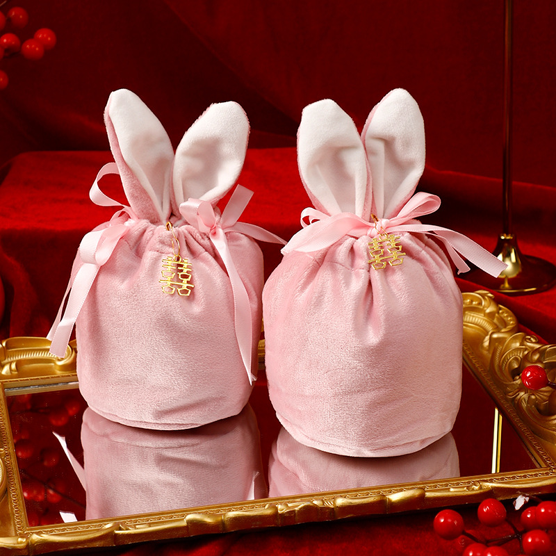 Nueva bolsa de dulces de terciopelo de orejas de conejo caja de regalo caja de dulces de boda caja de dulces de boda dama de honor regalo creativo