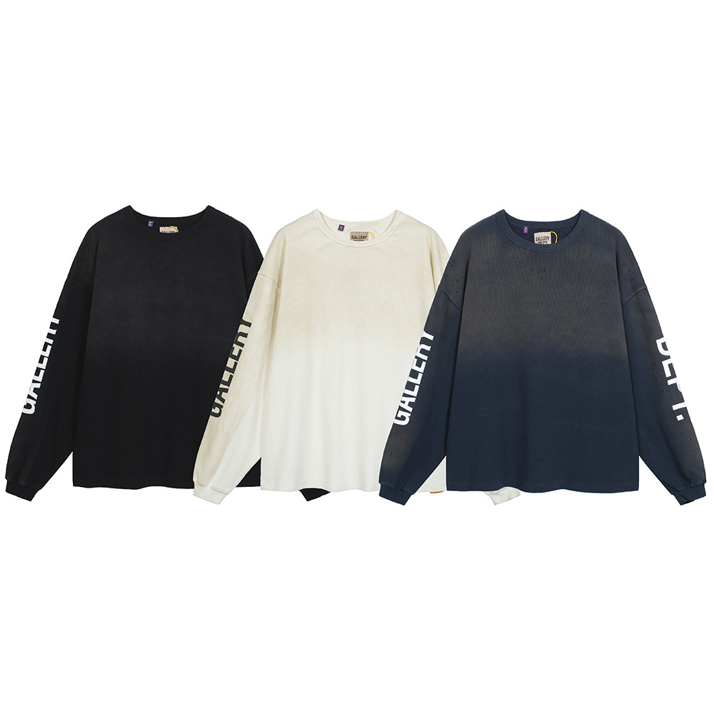 Galería de Dep. Camiseta de manga larga casual para hombres y mujeres con agujeros viejos