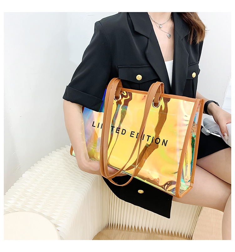 Streetwear Letter Transparent Square Zipper Tote Bag display picture 1