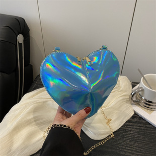 2025 new casual laser glossy love mini children's parent-child chain accessories crossbody small bag women's bag