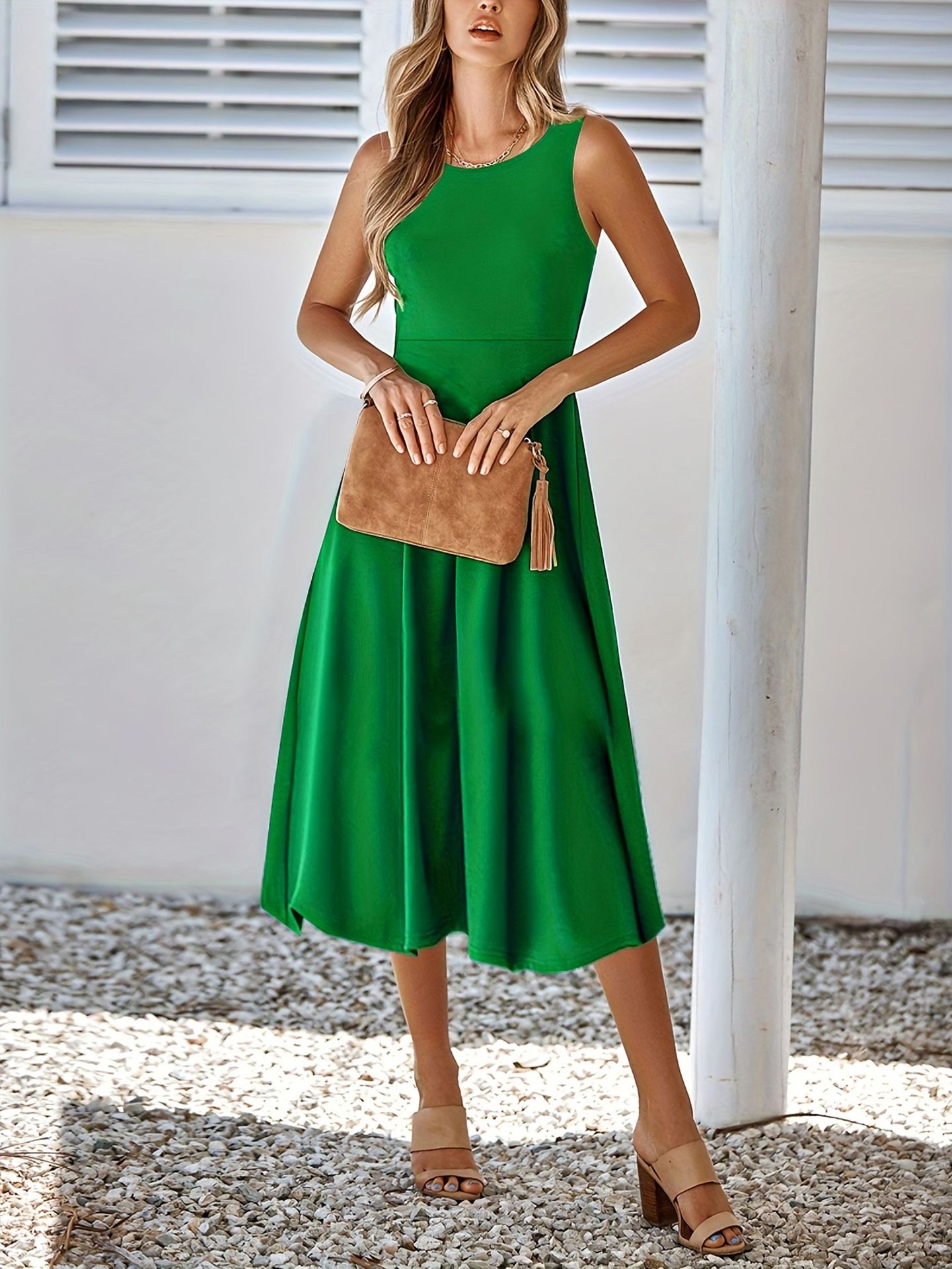Solid Color Sleeveless Sexy Dress Slim Fit Women
