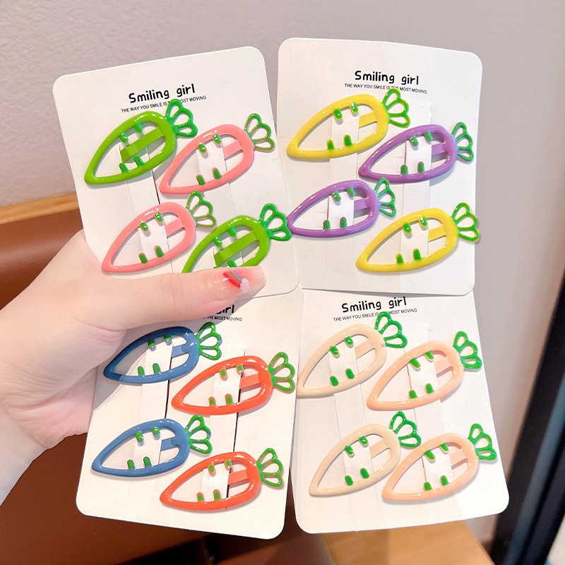 Carrot Bb Clip Children's Cute Hairpin Dopamine Candy Color Oil Drop Girl's Bangs Hair Clip Hair Accessory