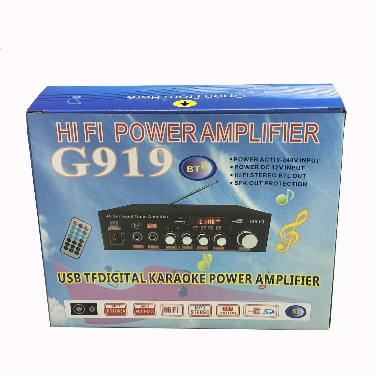 Nuevo BT - 198A G919 AV-999FM amplificador de potencia HIFI profesional de alta potencia superbajo pesado para uso doméstico