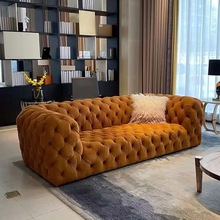 美式轻奢风丝绒沙发客厅小户型后现代简约意式拉扣设计师网红爆款