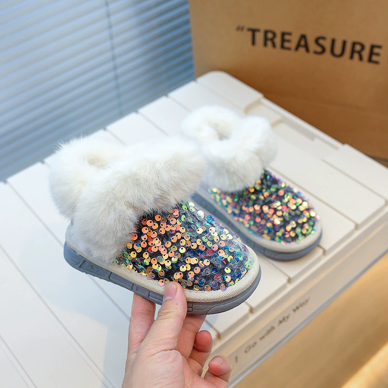 Девушки снегоступы сетка красная зимняя обувь 2022 новая хлопковая детская обувь с флисом нескользкая теплая толстая обувь для девочек