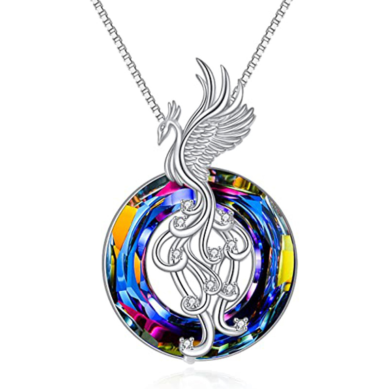 New Firebird Crystal Pendant Necklace Women's Colorful Phoenix Earrings 89 71xlqbPDVWL._AC_UY535_