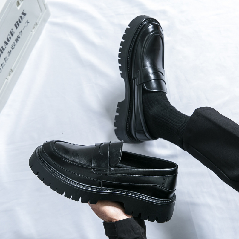 Men's Thick-Soled British Style Loafers Cross-Border Large Size Leather Business Casual Leather Shoes Slip-On Slip-Ons Dropshipping