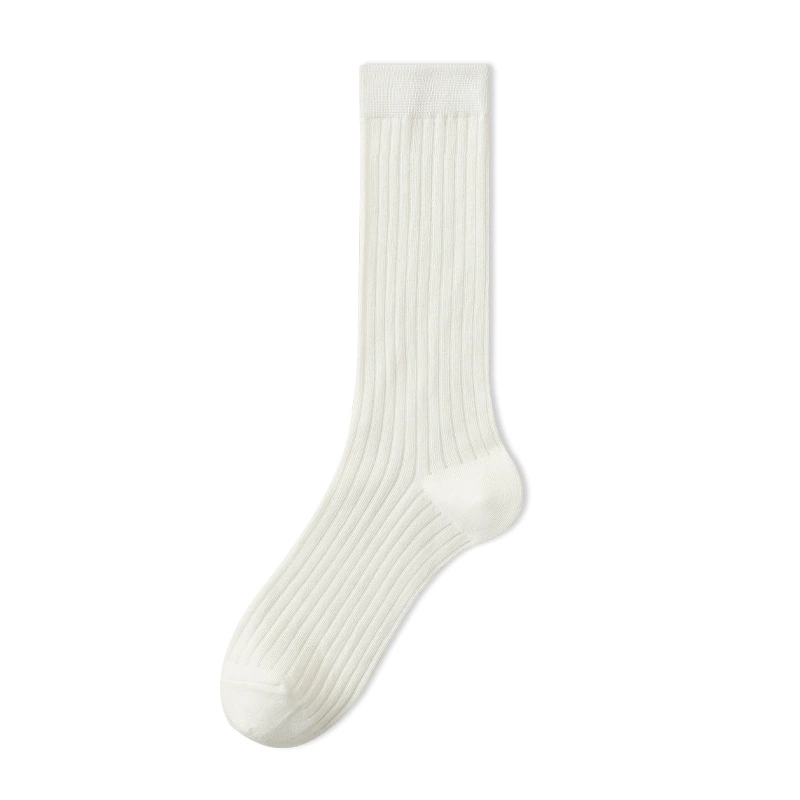 Silk summer thin white socks, mid-length