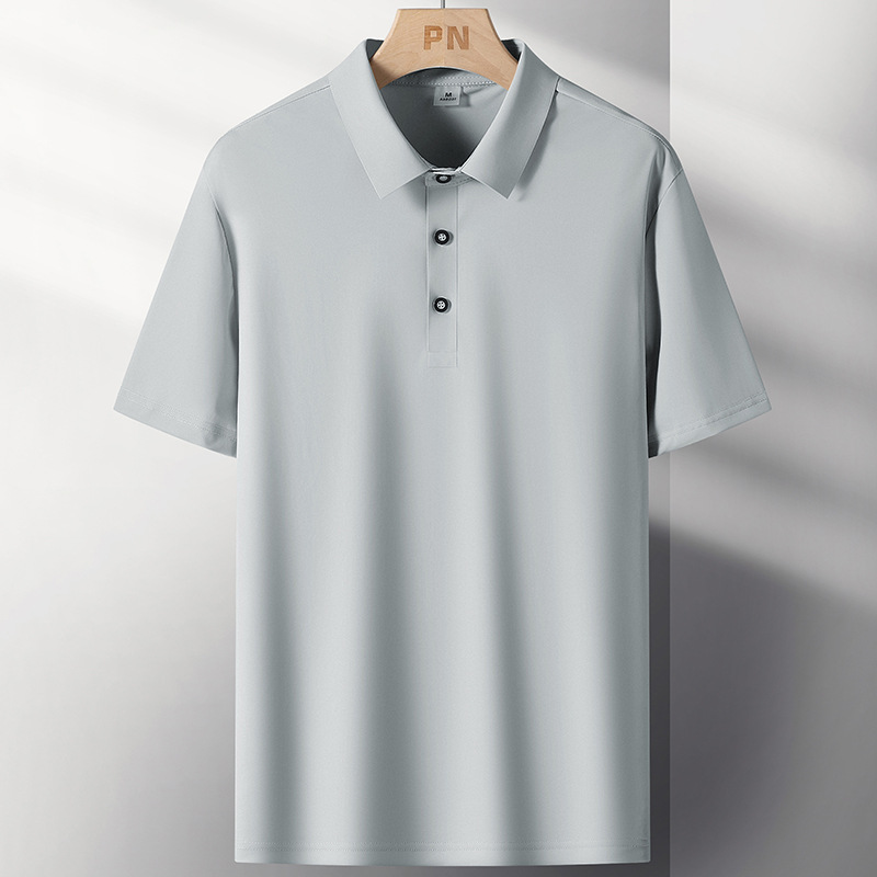Camiseta de verano de hielo de manga corta Polo para hombre delgada ropa de papá con solapa de ropa de negocios casuales camiseta de papá para hombre