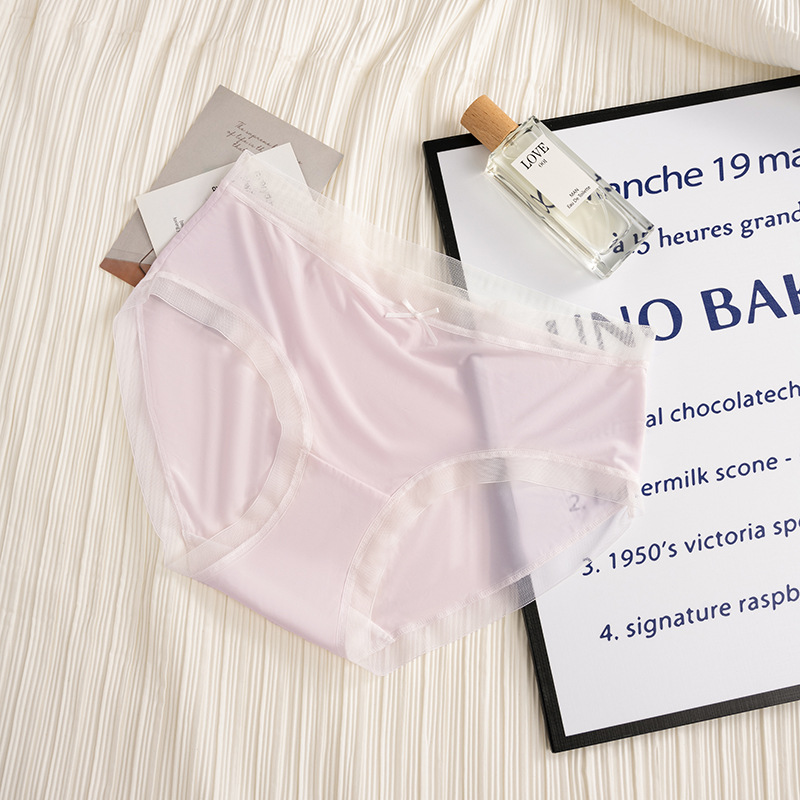 Bragas de seda de hielo de talla grande para niñas gordas MM bragas de seda de hielo 100% algodón entrepierna antibacteriano entrepierna transpirable calzoncillos de mujer