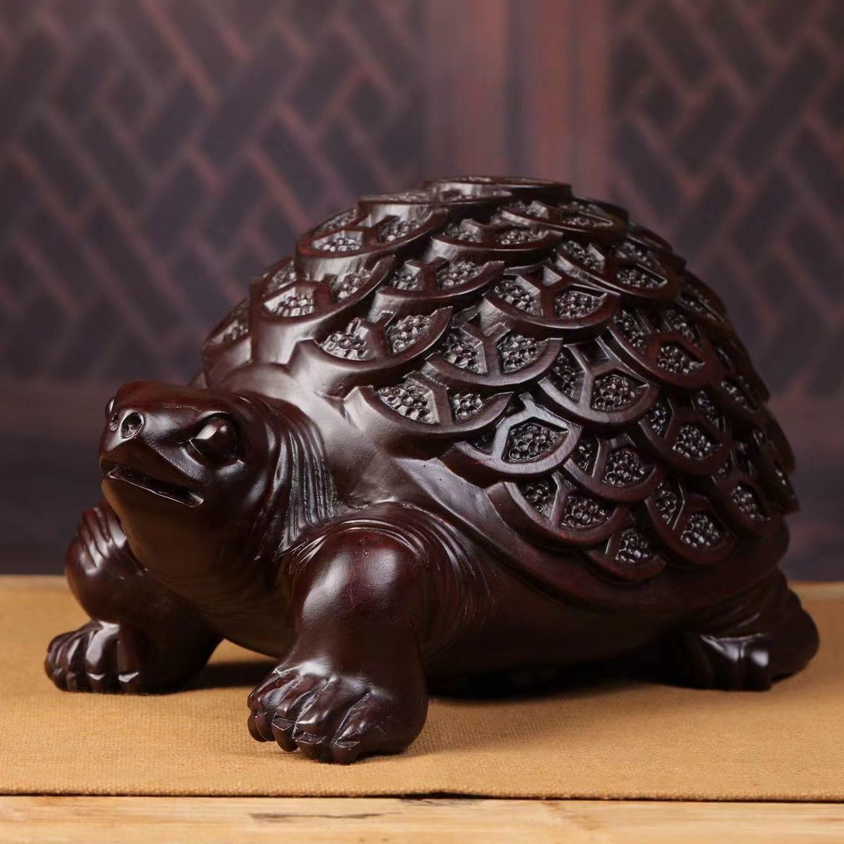 Ebony Carved Turtle Ornaments Living Room Decorations Solid Wood Feng Shui Ornaments Turtle Ornaments for Home Use