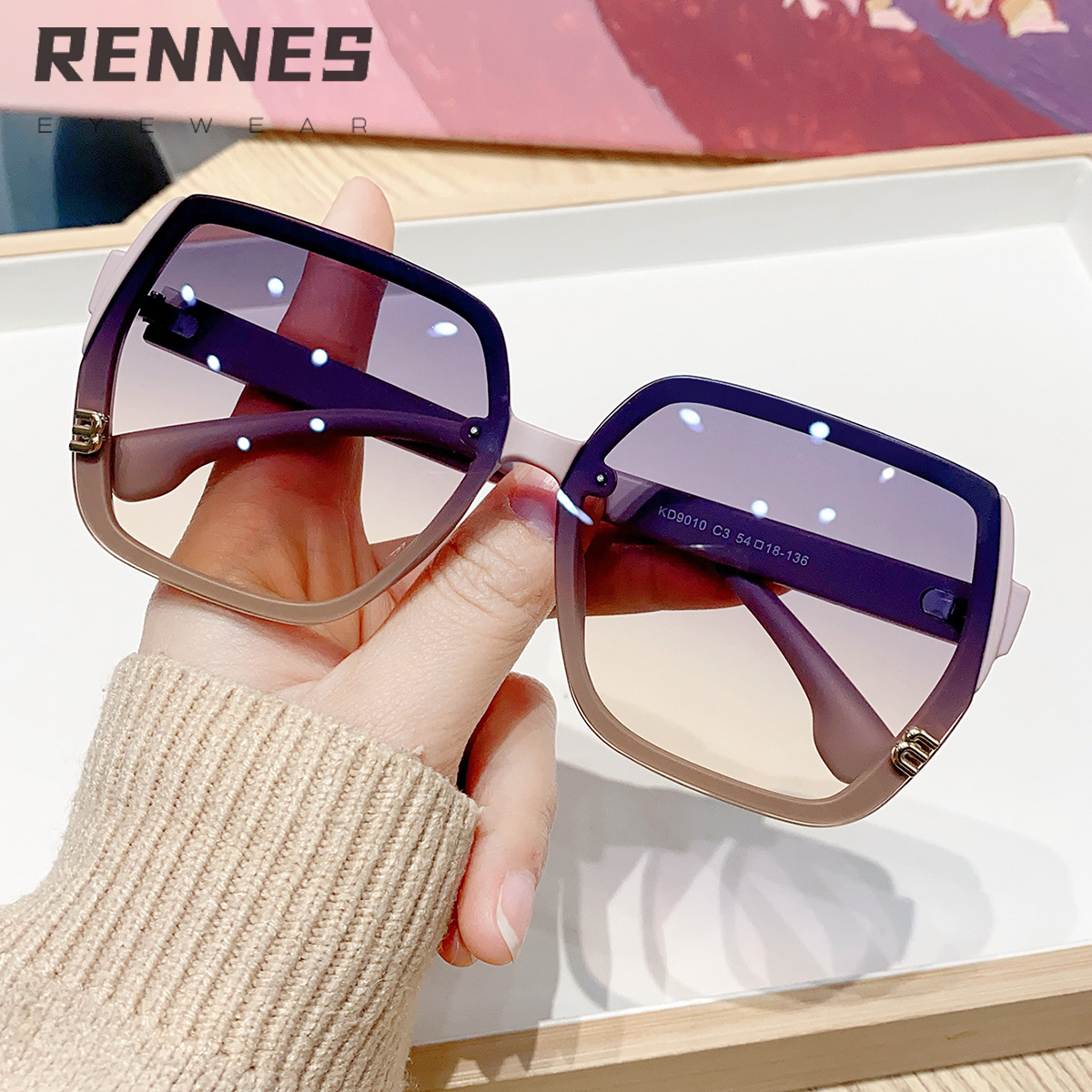 Nuevas gafas de sol de montura cuadrada de estilo alfabético simple de estilo coreano transfronterizo