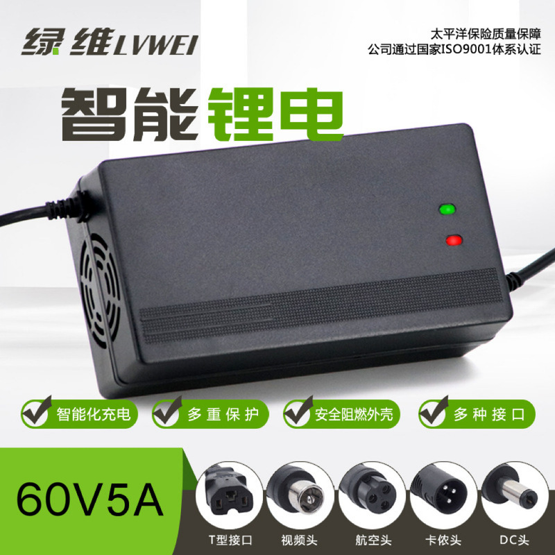 60V5A Lithium Battery Charger 71.4V67.2V73V Ternary Lithium Iron Phosphate High-Power Intelligent Fast Charging Shutdown