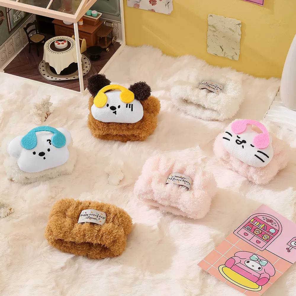 小狗快乐假日系列洗脸手腕带防侧漏防湿吸水护腕洗漱发箍防脱落