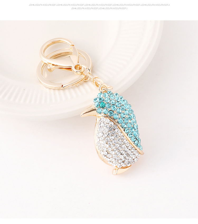 Cartoon Penguin Car Keychain Diamond Studded Bag Accessory Gift_voghion.com