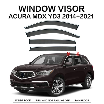 MDX Window Visor, Rain shield - standard-packing-without-logo-acura-mdx-mk3-yd3-yd4-2014-2021-plexiglas-with-bright-strips-rain-shield