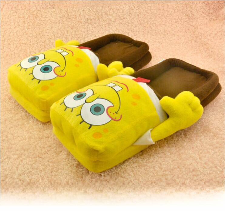 Cartoon sponge children's keep warm men's slippers for men and women