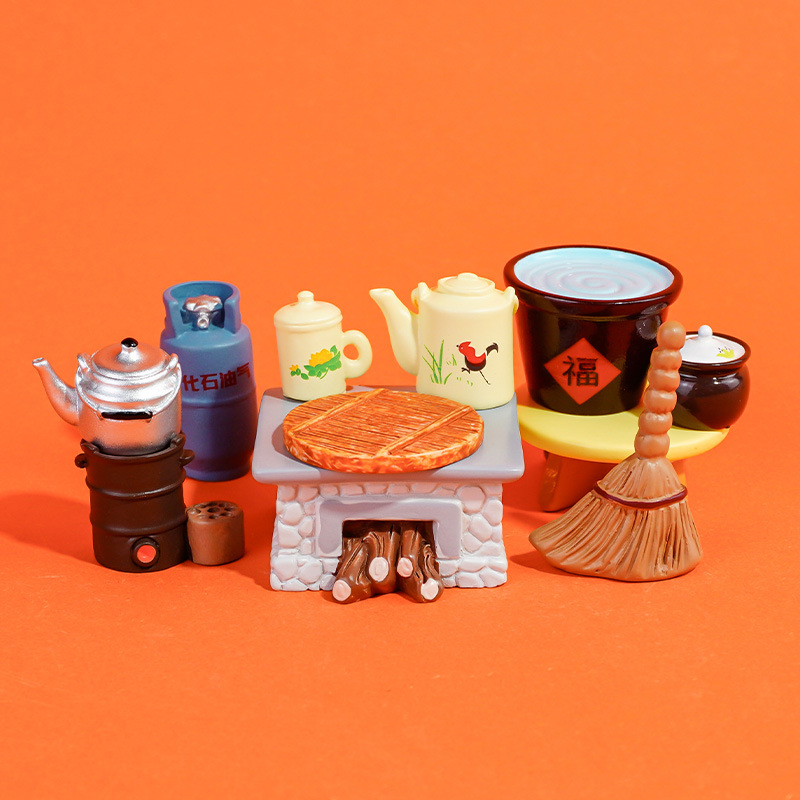 Retro nostálgico hogar accesorios decoración micro paisaje necesidades diarias decoración tanque de agua tanque de gas estufa de carbón calentador de agua hogar