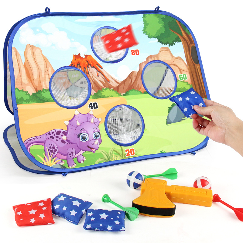 Juguetes deportivos para niños indoor y outdoor lanzamiento 3 en 1 bolsas de arena plegables tablero de fútbol blanco bolsas de arena bola pegajosa