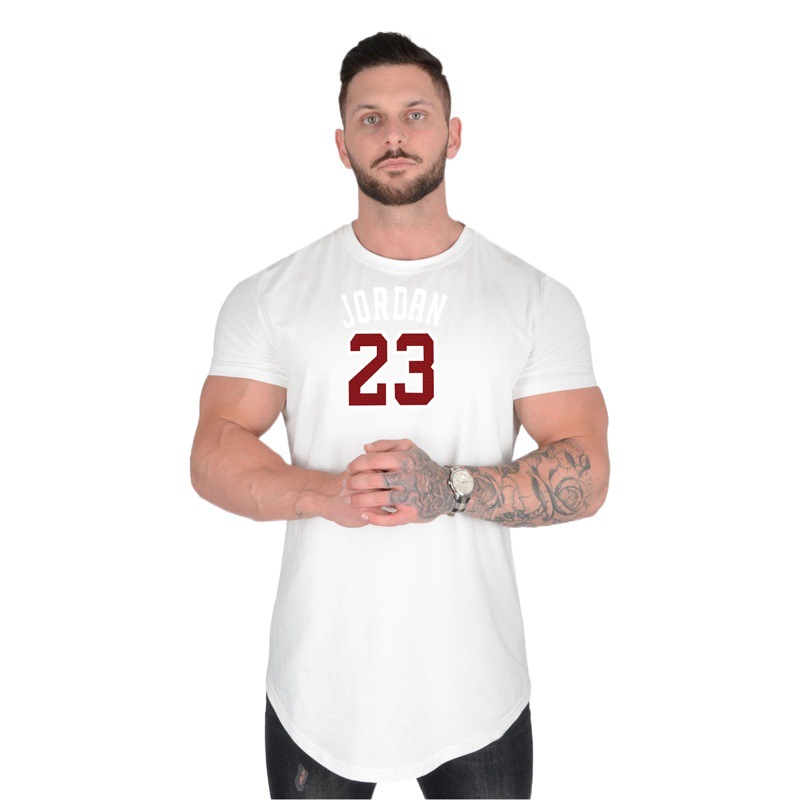 Camiseta de manga corta para hombre 2023 nueva primavera y verano nueva juventud casual simple pura media manga cuello redondo top