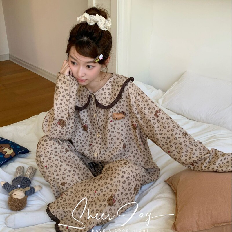 Summer princess-style cute sea salt doll collar KT set, pure cotton long-sleeve long-pants pajama set Summer princess-style cute sea salt doll collar KT set, pure cotton long-sleeve long-pants pajama set