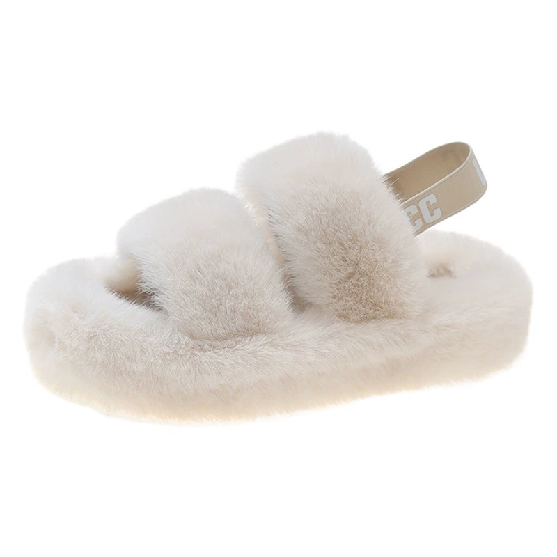 Женские плюшевые туфли на толстой подошве, новые плюшевые туфли на резинке в Корейском стиле, верхняя одежда на мягкой подошве, меховые домашние тапочки