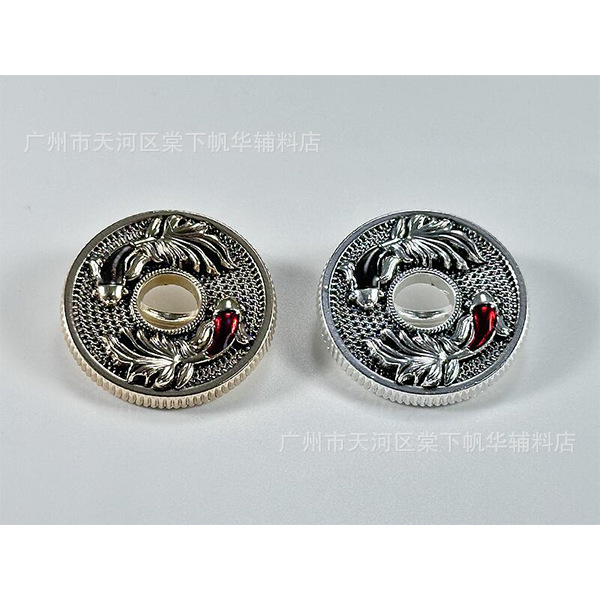 复古滴油锦鲤金属纽扣 圆形镂空手缝扣 大衣唐装汉服国风装饰扣批