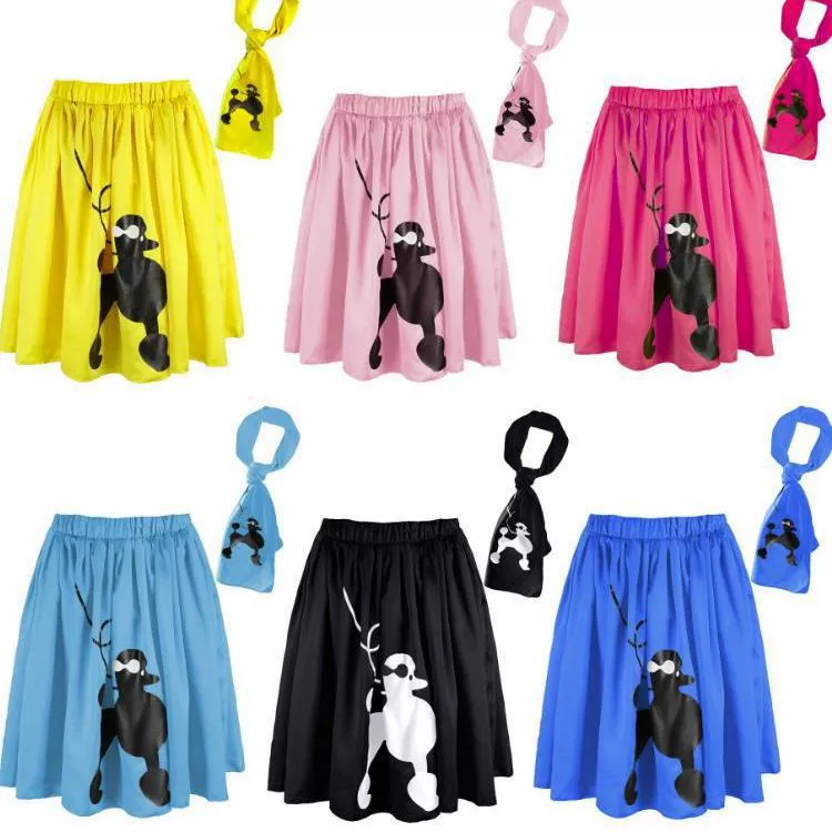 2023 Amazon трансграничная юбка Grease Lion Dog 1950-х годов, многоцветная популярная юбка с принтом