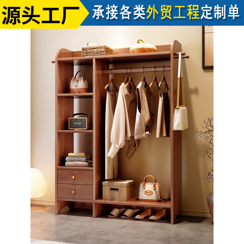 단단한 나무 코트 랙 바닥 침실 홈 옷걸이 서랍 보관 랙 룸 다기능 의류 보관 랙