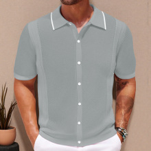 欧美外贸男装 亚马逊春夏新款针织衫 纯色休闲商务POLO衫男SY0168