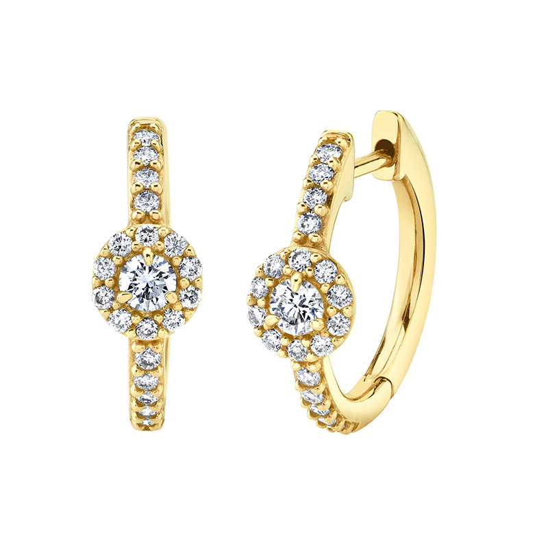 INS Style Round Copper Inlay Zircon Hoop Earrings 1 Pair