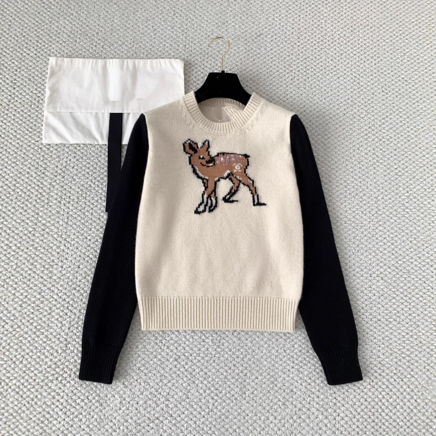 无yb不做货供南油档口 小香风小鹿提花撞色冰月针织毛衣女25秋冬