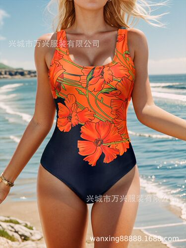 2025 European and American Cross-border New Fashion Tight Bodysuit Swimsuit for Women Sports Beach Party Vacation Body Shaping Swimsuit