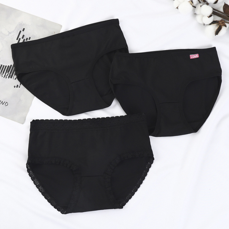 Japanese-style women's underwear, Korean-style solid-color, breathable, mid-waist, for young women, sexy and cute, available in plus sizes