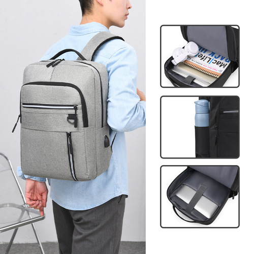 跨境批发背包男款时尚双肩包商务大容量笔记本电脑包休闲包印LOGO