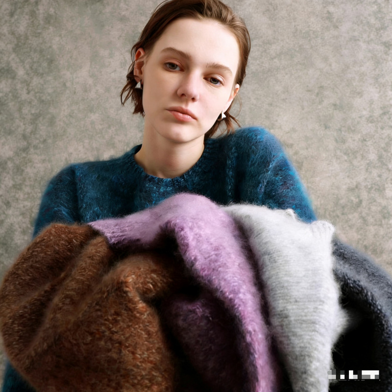 2025 New Autumn and Winter Fancy Cashmere Wool Brushed Women's Round Neck Pullover Knitwear Women's Wool Flower Yarn