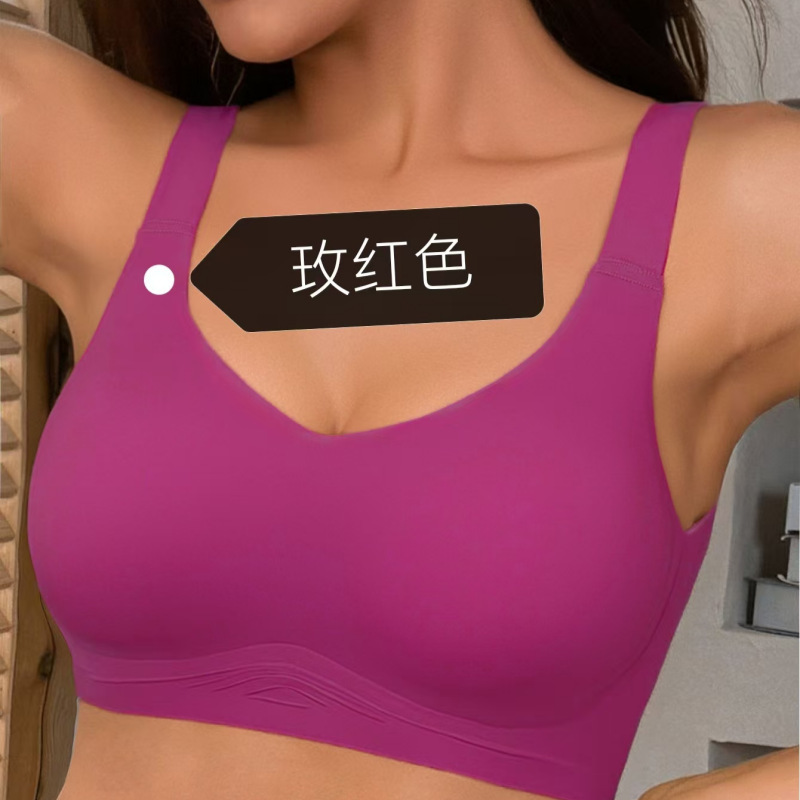 跨境无痕内衣女大胸显小无钢圈聚拢防下垂薄款运动外贸大码文胸罩|undefined