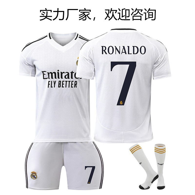 Conjunto de Uniforme de Fútbol 2425, Camiseta del Real Madrid para Hombre, Número 7 Vinicius, Número 10 Mbappé, Camiseta Transfronteriza