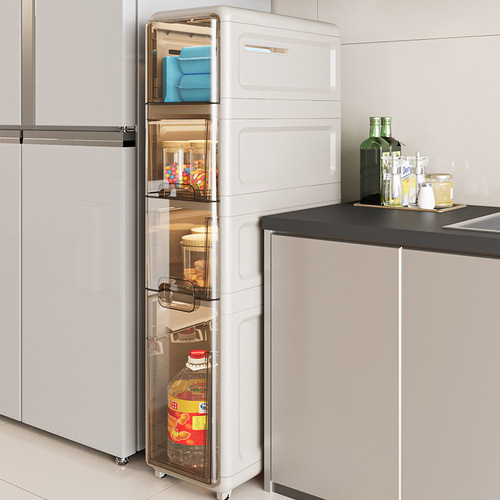 厨房冰箱夹缝收纳柜卫生间缝隙抽屉式防水储物柜简易四层置物边柜