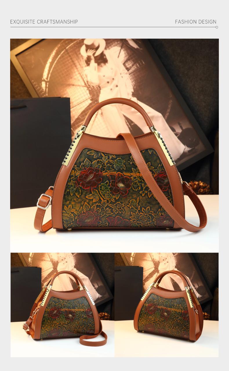 Túi tote vải nữ cỡ lớn phong cách retro họa tiết Trung Quốc — Cà phê Brown, màu xanh đậm chi tiết 10