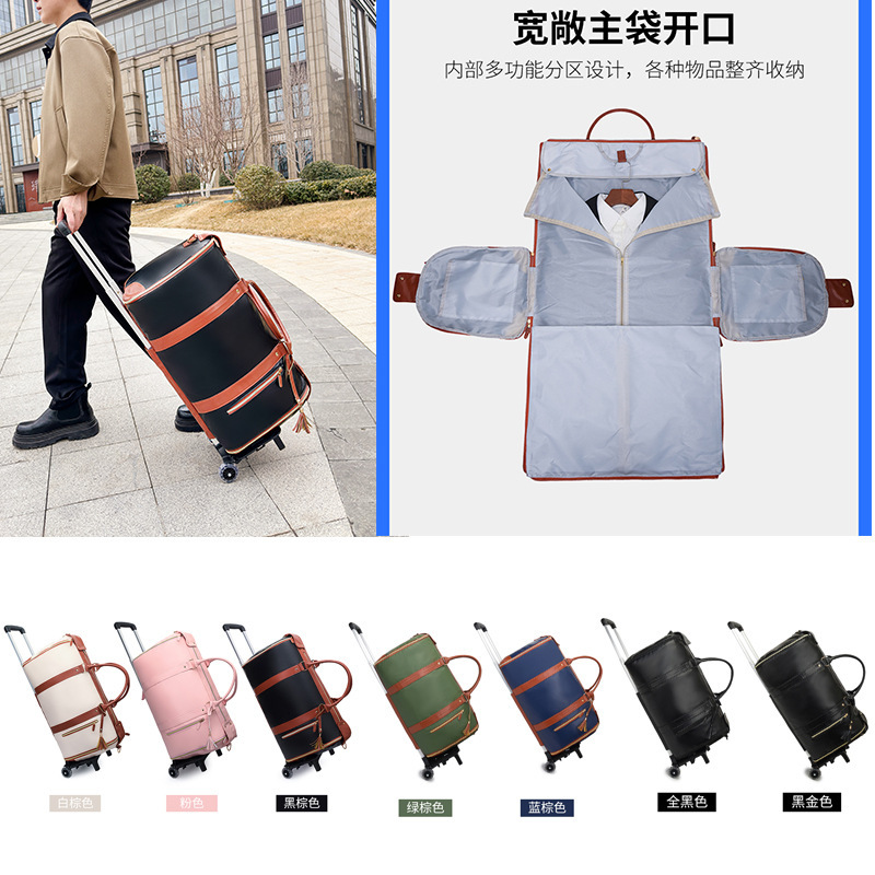 Guangzhou Factory In-Stock Amazon Travel Convenient Carry-On Clothing Bag Large Pu Leather Luggage Bag Fashionable Guangzhou Factory In-Stock Amazon Travel Convenient Carry-On Clothing Bag Large Pu Leather Luggage Bag Fashionable