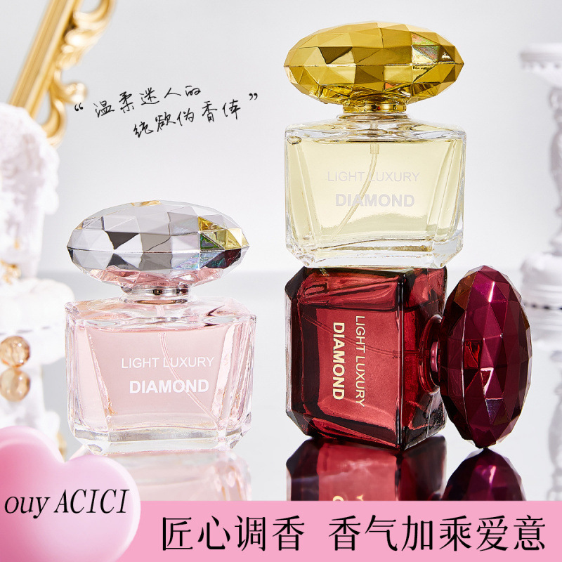 Light Luxury Crystal Diamond Perfume for Women, Long-Lasting Fragrance, Fresh Natural Floral and Fruity Scent, Unisex Light Fragrance, Niche Cross-Border Wholesale