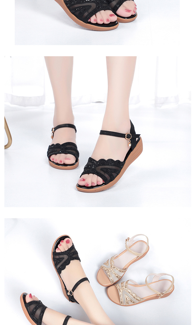 Sandal đế xuồng nữ da thật mùa hè, đế mềm êm chân, size lớn — đen chi tiết 14