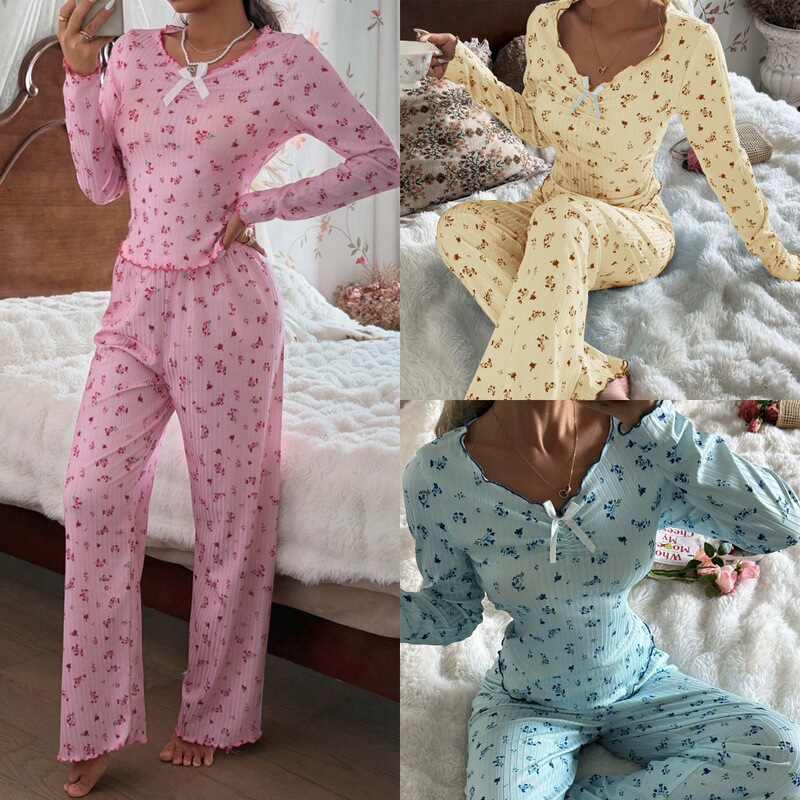 2026 Foreign Trade Export Cross-Border European, American, and Russian New Style Women's Pajama Set, Breathable Printed Loungewear for Women