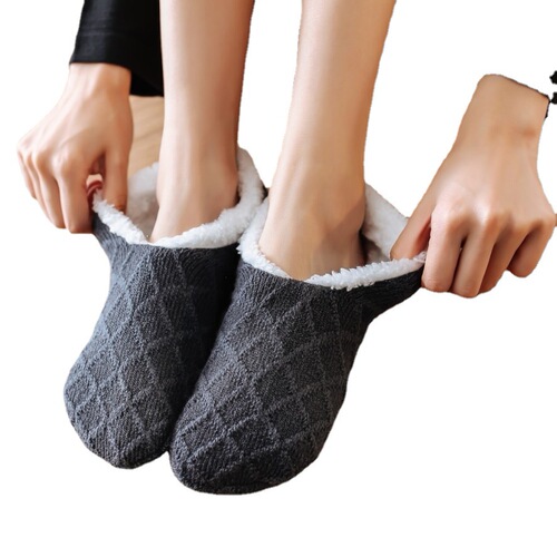 Cross-border autumn and winter socks wool sherpa solid color floor socks sweet and warm women's thickened socks sets confinement socks