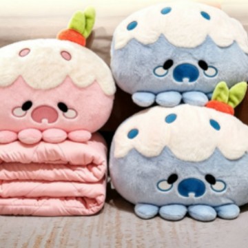 Cojín Edredón Plegable 2 en 1 de Peluche para Oficina y Automóvil